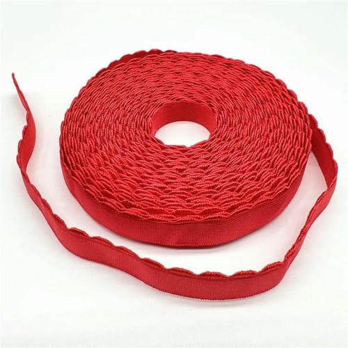5 Yards 10 mm elastisches Spitzenband, halbmondförmiger Rand, Spandexband zum Nähen von Spitzenbesatz, DIY-Stirnband, Unterwäsche, Dessous-Accessoire, Rot, 2 Yards von SHHEG