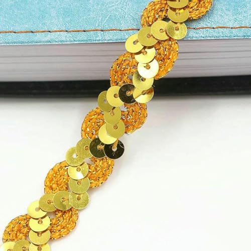 5 m Pailletten-Spitzenband, flach, laservergoldet, Pailletten, DIY-Nähzubehör, Kleidungsdesign, elastische Borten, handgefertigtes Kunsthandwerk, A01 Gold, wie abgebildet 5 m Pailletten-Spitzenband, flach, laservergoldet, Pailletten, DIY-Nähzubehör, Kleidungsdesign, elastische Borten, handgefertigtes Kunsthandwerk, A01 Gold, wie abgebildet von SHHEG