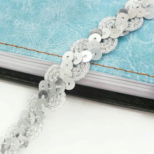 5 m Pailletten-Spitzenband, flach, laservergoldet, Pailletten, DIY-Nähzubehör, Kleidungsdesign, elastische Borten, handgefertigtes Kunsthandwerk, A05 Silber, wie abgebildet 5 m Pailletten-Spitzenband, flach, laservergoldet, Pailletten, DIY-Nähzubehör, Kleidungsdesign, elastische Borten, handgefertigtes Kunsthandwerk, A05 Silber, wie abgebildet von SHHEG