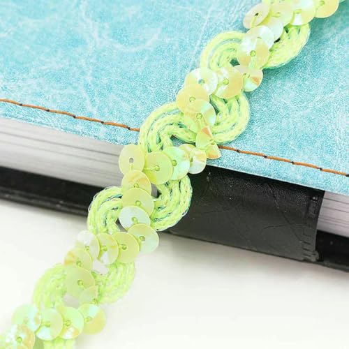 5 m Pailletten-Spitzenband, flach, laservergoldet, Pailletten, DIY-Nähzubehör, Kleidungsdesign, elastische Borten, handgefertigtes Kunsthandwerk, A10 hellgrün, wie abgebildet 5 m Pailletten-Spitzenband, flach, laservergoldet, Pailletten, DIY-Nähzubehör, Kleidungsdesign, elastische Borten, handgefertigtes Kunsthandwerk, A10 hellgrün, wie abgebildet von SHHEG