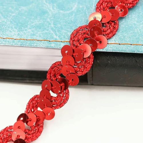 5 m Pailletten-Spitzenband, flach, laservergoldet, Pailletten, DIY-Nähzubehör, Kleidungsdesign, elastische Borten, handgefertigtes Kunsthandwerk, A14 rot, wie abgebildet 5 m Pailletten-Spitzenband, flach, laservergoldet, Pailletten, DIY-Nähzubehör, Kleidungsdesign, elastische Borten, handgefertigtes Kunsthandwerk, A14 rot, wie abgebildet von SHHEG
