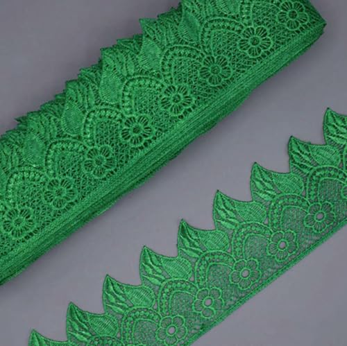 7 cm breites, wunderschönes Häkel-Stickerei-Spitzenband, DIY-Stickerei, Bettrock, Kleid, Vorhangspitze, Grün, 2 Yards von SHHEG