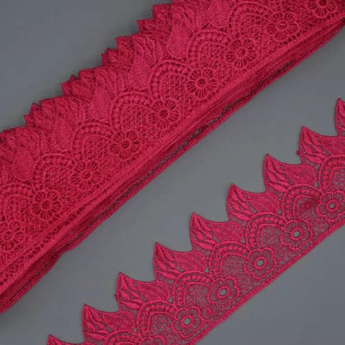 7 cm breites, wunderschönes Häkel-Stickerei-Spitzenband, DIY-Stickerei, Bettrock, Kleid, Vorhangspitze, Rose, 10 Yards von SHHEG