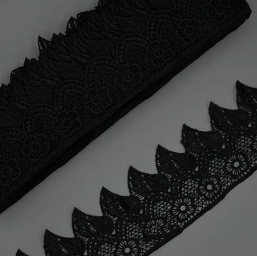 7 cm breites, wunderschönes Häkel-Stickerei-Spitzenband, DIY-Stickerei, Bettrock, Kleid, Vorhangspitze, schwarz, 14 Yards von SHHEG