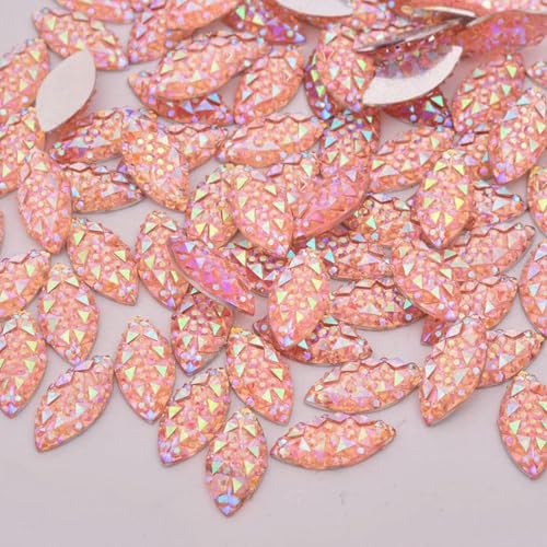7 x 15 mm, 100 Stück, silberfarbene Flatback-Harz-Strasssteine, Großpackung, Pferdeauge-Kristallsteine, keine Hotfix-Strass-Applikationen, Pink AB von SHHEG