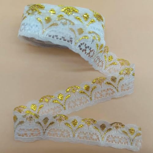 9,1 m Glitzer-Spitzenband, bestickter Netzbesatz, Stoff für Hochzeitskleider, Nähen, Kleidung, Handarbeiten, Bastelzubehör, Breite 2,8 cm, Goldene Spitze, 9,1 m 9,1 m Glitzer-Spitzenband, bestickter Netzbesatz, Stoff für Hochzeitskleider, Nähen, Kleidung, Handarbeiten, Bastelzubehör, Breite 2,8 cm, Goldene Spitze, 9,1 m von SHHEG