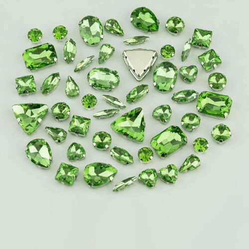 AAAAA Glas-Strasssteine in verschiedenen Formen und Größen zum Aufnähen, flache Rückseite, bunte Kristallsteine für Brautkleid-Accessoires, Peridot, 50 Stück AAAAA Glas-Strasssteine in verschiedenen Formen und Größen zum Aufnähen, flache Rückseite, bunte Kristallsteine für Brautkleid-Accessoires, Peridot, 50 Stück von SHHEG