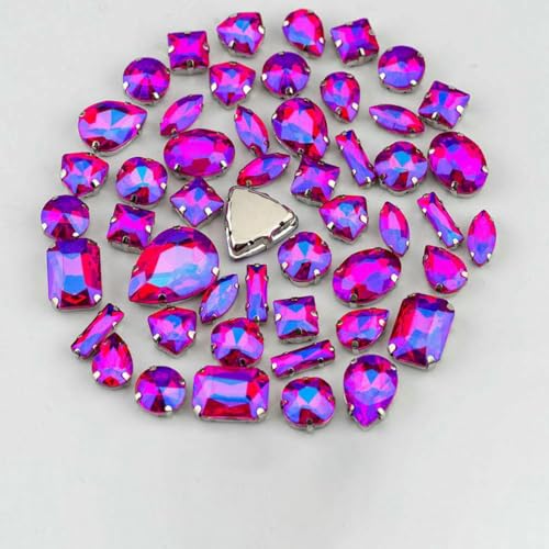 AAAAA Glas-Strasssteine in verschiedenen Formen und Größen zum Aufnähen, flache Rückseite, bunte Kristallsteine für Hochzeitskleid-Accessoires, Rose AB, 50 Stück AAAAA Glas-Strasssteine in verschiedenen Formen und Größen zum Aufnähen, flache Rückseite, bunte Kristallsteine für Hochzeitskleid-Accessoires, Rose AB, 50 Stück von SHHEG