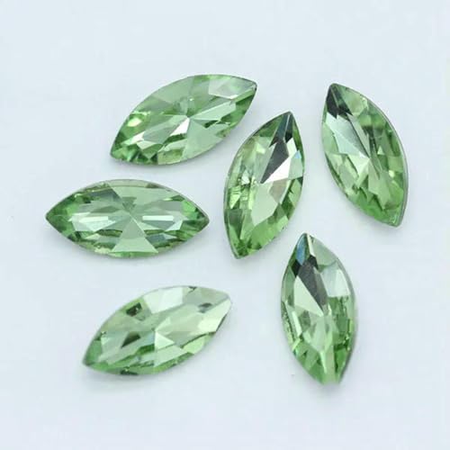 Alle Größen, 24 Farben, funkelnde Navette-Pferdeaugen, Kristall-Strasssteine, Bastelperlen für Schmuck, Kleidungsstücke, Nagelkunst-Zubehör, Hellgrün, 7 x 15 mm, 20 Stück von SHHEG