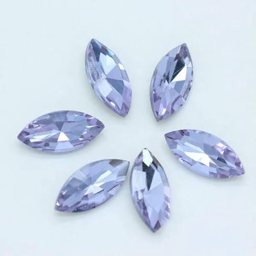 Alle Größen, 24 Farben, funkelnde Navette-Pferdeaugen, Kristall-Strasssteine, Bastelperlen für Schmuck, Kleidungsstücke, Nagelkunst-Zubehör, Hellviolett, 4 x 8 mm, 30 Stück von SHHEG
