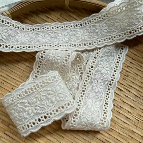 Baumwolle, Beige, Qualität, 4,5 cm, 3 Yards/5 Yards, handgefertigte Stickerei, Spitzenzubehör, exquisites Retro-Baumwollstoff-Accessoire, X1386, Off White, 3 Yards Preis Baumwolle, Beige, Qualität, 4,5 cm, 3 Yards/5 Yards, handgefertigte Stickerei, Spitzenzubehör, exquisites Retro-Baumwollstoff-Accessoire, X1386, Off White, 3 Yards Preis von SHHEG