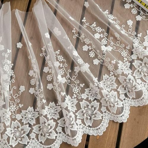 Blumenstickerei-Stoff, weiß, 35 cm breites Spitzenband, Bastelbedarf, Heimdeko, Kleider, Handarbeiten, Nähzubehör, Meterware, weiß, 1 Yard Blumenstickerei-Stoff, weiß, 35 cm breites Spitzenband, Bastelbedarf, Heimdeko, Kleider, Handarbeiten, Nähzubehör, Meterware, weiß, 1 Yard von SHHEG