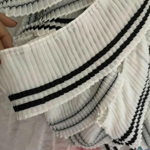 Breites, 8,5 cm großes, plissiertes Chiffon-Spitzenband im College-Stil, weiß/schwarz, zum Nähen, Tüll, Randbesatz für Kleider, Stoff, DIY-Zubehör, Beige Breites, 8,5 cm großes, plissiertes Chiffon-Spitzenband im College-Stil, weiß/schwarz, zum Nähen, Tüll, Randbesatz für Kleider, Stoff, DIY-Zubehör, Beige von SHHEG