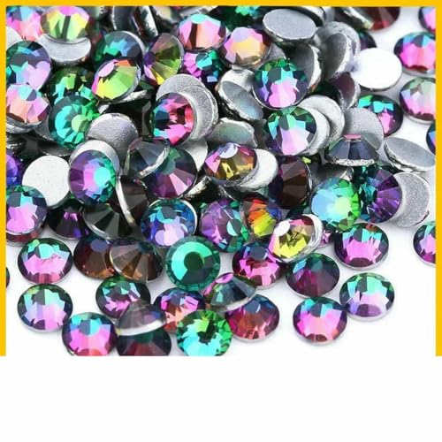 Grüne Serie SS3-30 Nicht Hot Fix Strasssteine, flache Rückseite, Kristall-Strass-Glitzerstein für DIY-Maniküre, 3D-Nagelkunst, Stoff, Kleidungsstücke – Grüne Flamme – SS16, 1440 Stück von SHHEG