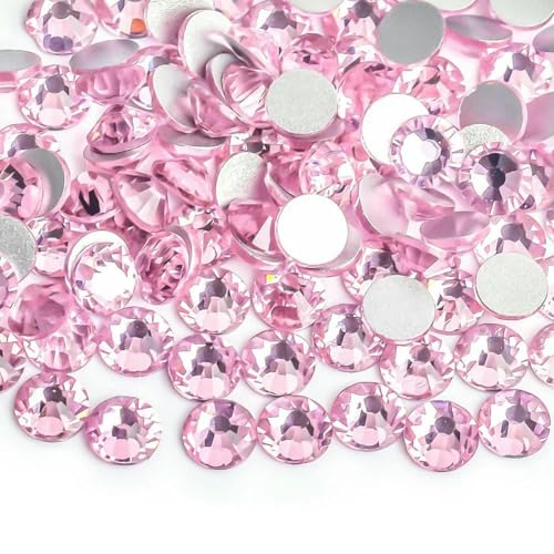 Hellrosa/Rose/Fuchsia/Siam-Glas 3D-Nagelkunst-Strasssteine SS3~SS34, Kristallnägel, keine HotFix-Dekorationen, Hellrosa, SS20, 1440 Stück von SHHEG