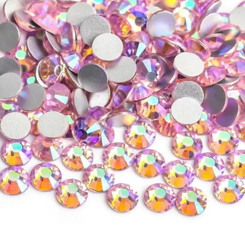 Hellrosa/Rose/Fuchsia/Siam-Glas 3D-Nagelkunst-Strasssteine SS3~SS34, Kristallnägel, keine HotFix-Dekorationen, Hellrosa AB-SS20, 1440 Stück von SHHEG