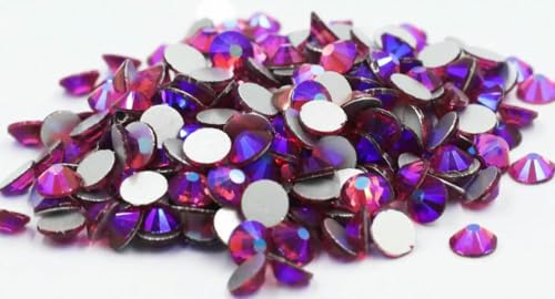 Hellrosa/Rose/Fuchsia/Siam-Glas 3D-Nagelkunst-Strasssteine SS3~SS34, Kristallnägel, keine HotFix-Dekorationen, Rose AB-SS20, 1440 Stück von SHHEG