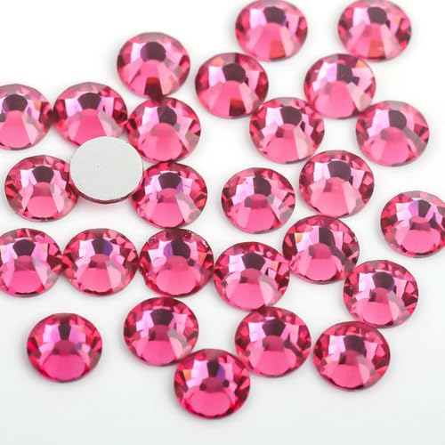 Hellrosa/Rose/Fuchsia/Siam-Glas 3D-Nagelkunst-Strasssteine SS3~SS34, Kristallnägel, keine HotFix-Dekorationen-Rose-SS34, 288 Stück von SHHEG