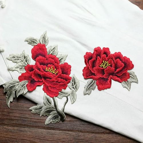 Paar Blumen Stickerei Applikationen Kleidung Patch DIY Nähen Kleidung Dekoration Reparatur-Rot Paar Blumen Stickerei Applikationen Kleidung Patch DIY Nähen Kleidung Dekoration Reparatur-Rot von SHHEG