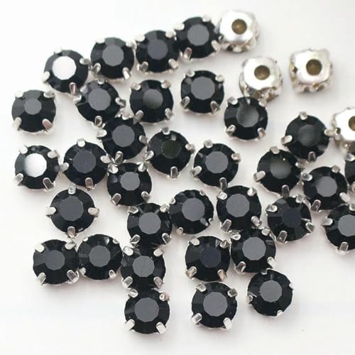 SS12-SS40 Kristallglassteine, silberne Krallenbecher-Strasssteine und Kristalle, zum Nähen von Strasssteinen für Kleidung, DIY-Stoff, Schwarz, 7 mm, 100 Stück SS12-SS40 Kristallglassteine, silberne Krallenbecher-Strasssteine und Kristalle, zum Nähen von Strasssteinen für Kleidung, DIY-Stoff, Schwarz, 7 mm, 100 Stück von SHHEG