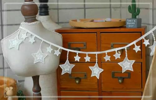 Sterne Gold Quasten Spitze Fransen Spitzenbesatz Band Kostüm Heimtextilien Vorhänge Dekor Besätze Kleidung Nähzubehör-B 7cm weiß-5yard Preis von SHHEG