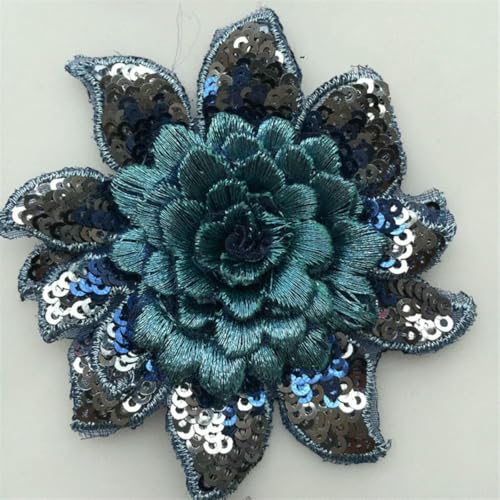 Wunderschöne Spitzen-Blumen-Applikation, bestickte Spitzen-Patches für handgefertigte Kleidungsstücke, Dekoration, Nähen, DIY, 8 cm, N061-N061 mo lan-6 Stück von SHHEG