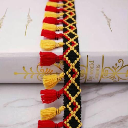 Yard/Lot Spitzenband zum Nähen von Bommeln, Quaste, Pompons, 5 cm Breite, Kugelfransen, Stickerei, Kleidungsstück, Spitzenstoff, handgefertigtes Accessoire, Rot – Gelb LS-004-1 Yards Yard/Lot Spitzenband zum Nähen von Bommeln, Quaste, Pompons, 5 cm Breite, Kugelfransen, Stickerei, Kleidungsstück, Spitzenstoff, handgefertigtes Accessoire, Rot – Gelb LS-004-1 Yards von SHHEG
