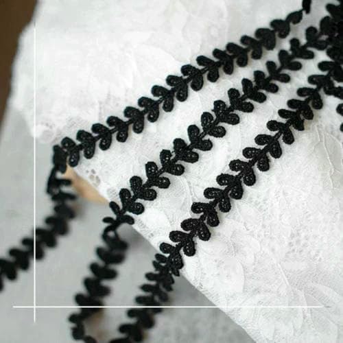 Zarte kleine Spitzenbesätze aus Polyester, Spitzenband, DIY-Babykleidung, Kleiderzubehör, Rosa, Grün, Lila, 1,3 cm breit-Schwarz-2 Yards von SHHEG