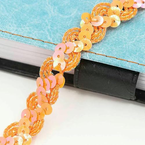 m Pailletten-Spitzenband, flach, laservergoldet, Pailletten, DIY-Nähzubehör, Kleidungsdesign, elastische Borten, handgefertigtes Kunsthandwerk, A09 Orange, wie abgebildet m Pailletten-Spitzenband, flach, laservergoldet, Pailletten, DIY-Nähzubehör, Kleidungsdesign, elastische Borten, handgefertigtes Kunsthandwerk, A09 Orange, wie abgebildet von SHHEG