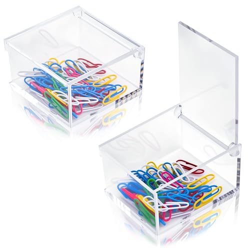 SHIDOW Büroklammer-Halter, transparenter Acryl-Organizer mit Deckel für Büroklammern, kleine Ordner-Clip-Aufbewahrungsbox, Papierverschlüsse, Schreibtisch, Bürobedarf, Behälter für Zuhause und Arbeit von SHIDOW
