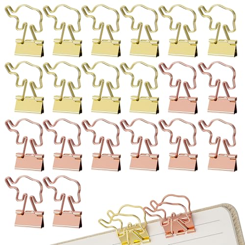 SHIDOW Elefanten-Binder-Clips, niedliche Metall-Büroklemmen, Gold- und Roségold-Büroklammern für Büro, Heimorganisation (20 Stück) von SHIDOW