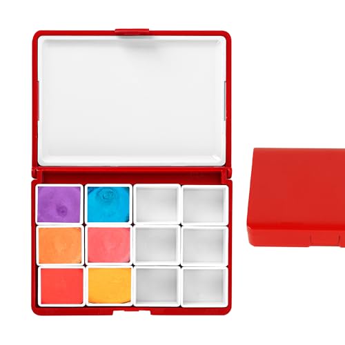 SHIDOW Mini-Aquarell-Palette, leer, tragbare Mini-Aquarell-Palette, Aquarell-Palette, Reisen, tragbar, abnehmbar, für Anfänger, Künstler (2 ml, 12 Fächer) von SHIDOW