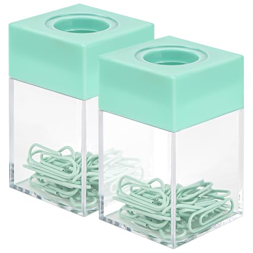 SHINDOW Magnetischer quadratischer Büroklammer-Halter aus Kunststoff, Schreibtisch-Organizer für Bürobedarf, kompakter Büroklammerspender für Männer oder Frauen, 2 Stück, Mintgrün SHINDOW Magnetischer quadratischer Büroklammer-Halter aus Kunststoff, Schreibtisch-Organizer für Bürobedarf, kompakter Büroklammerspender für Männer oder Frauen, 2 Stück, Mintgrün von SHIDOW