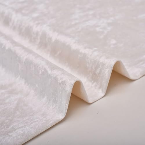 Stretch-Samtstoff, Meterware, 150 cm breit, luxuriös glänzender Pannesamt, Polstermaterial für Heimwerker, Handarbeit, Bekleidung, Kostüm (Beige) von SHIJHUI