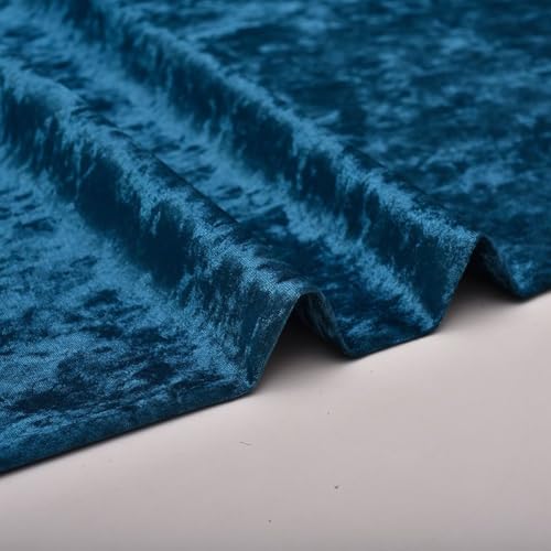 Stretch-Samtstoff, Meterware, 150 cm breit, luxuriös glänzender Pannesamt, Polstermaterial für Heimwerker, Handarbeit, Bekleidung, Kostüm (Pfauenblau) von SHIJHUI