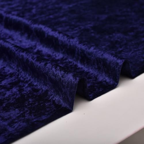 Stretch-Samtstoff, Meterware, 150 cm breit, luxuriös glänzender Pannesamt, Polstermaterial für Heimwerker, Handarbeit, Bekleidung, Kostüm (dunkelblau) von SHIJHUI