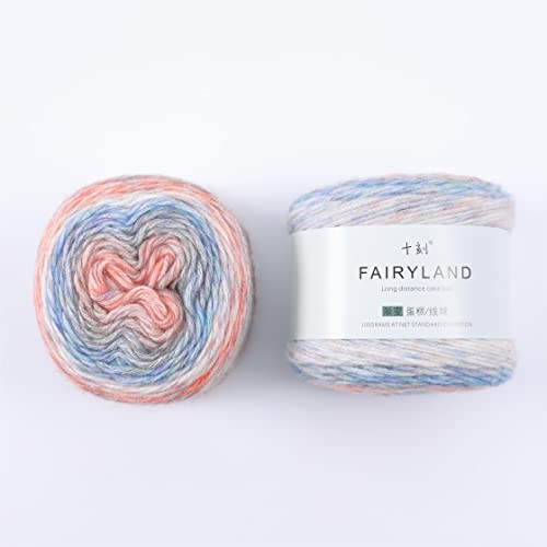 SHIKE Fairyland Baumwollgarn mit Farbverlauf, mittelfein, mehrfarbig, Regenbogen-Ombré-Garn zum Stricken oder Häkeln, 100 g, 60 % Baumwolle, 30 % Acryl, 10 % Wolle, selbstgestreift (68, 1 Knäuel) von SHIKE