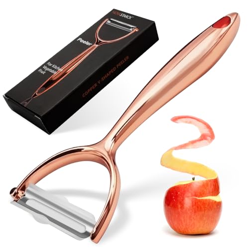 Gemüseschäler, Y Peeler, Premium Kartoffelschäler für Küche, Gemüseschäler für Küche, Gurken- & Karottenschäler, Ultra scharfe Klinge, robuster ergonomischer Griff (Roségold) von SHIKORI