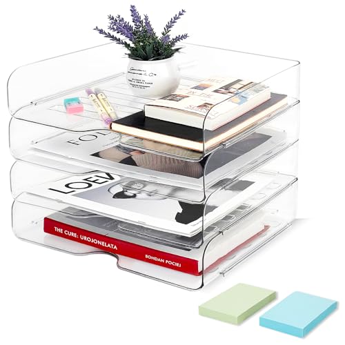 4 Stück Dokumentenablage A4 Transparent, Briefablage Stapelbar mit 2 Haftnotizen, Acryl PET Ablagefächer Schreibtisch Papierablage Ablagekorb Briefkorb für Zeitschriften Papier Brief Bürobedarf 4 Stück Dokumentenablage A4 Transparent, Briefablage Stapelbar mit 2 Haftnotizen, Acryl PET Ablagefächer Schreibtisch Papierablage Ablagekorb Briefkorb für Zeitschriften Papier Brief Bürobedarf von SHILIPAIJC