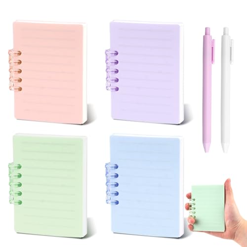 4 Stück Notizbuch Klein, Mini Spirale Notizblock A7 Notizbücher 80 Blatt/160 Seiten mit 2 Stiften, Abnehmbar Pocket Notizheft Tagebuch Schreibblock Zeichenblock für Schule, Arbeit, Büro (Buntes) von SHILIPAIJC