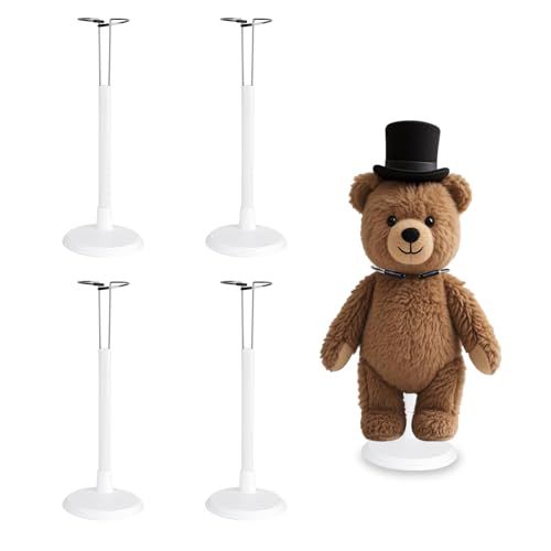 4 Stück Puppenständer Puppenhalter, Verstellbarer Puppenständerhalter Puppen Displayhalter, Puppen Ständer Puppenzubehör Actionfigur Ständer Modell Zubehör für Teddybär DIY-Bastelpuppen (35cm, Weiß) von SHILIPAIJC