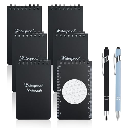 6 Stück Mini Wasserdichte Notizblock mit 2 Stifte, Notizbuch Klein Notizblöcke Spiral 50 Blätter, All-Wetter Tasche Tagebücher Taktische Steno Blöcken mit Raster für Aktivitäten im Freien (Schwarz) 6 Stück Mini Wasserdichte Notizblock mit 2 Stifte, Notizbuch Klein Notizblöcke Spiral 50 Blätter, All-Wetter Tasche Tagebücher Taktische Steno Blöcken mit Raster für Aktivitäten im Freien (Schwarz) von SHILIPAIJC