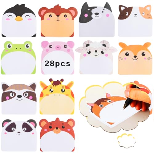 Niedliche Haftnotizen, Cartoon-Tier-Haftnotizen, Partytütenfüller für Kinder, Mini-Post-It-Notizen, Schreibwaren, kleine Geschenke für Kinder, für Schule, Büro (840 Blatt), 28 Stück von SHILIPAIJC