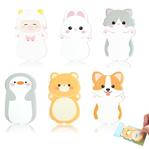 Niedliche Haftnotizen, Cartoon-Tier-Haftnotizen, Partytütenfüller für Kinder, kleine Post-It-Notizen, Schreibwaren, kleine Geschenke für Kinder, für Schule, Büro (180 Blatt), 6 Stück von SHILIPAIJC