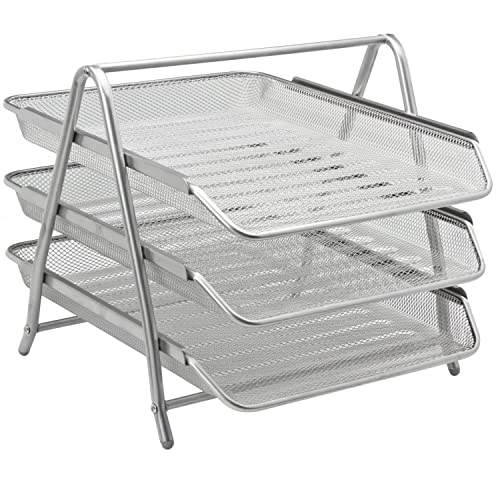 SHINE Ablageschale mit 3 Etagen, silberfarben, Keine Erhöhungen erforderlich, 218 x 357 x 335 mm, für Büro, Zuhause, Schule SHINE Ablageschale mit 3 Etagen, silberfarben, Keine Erhöhungen erforderlich, 218 x 357 x 335 mm, für Büro, Zuhause, Schule von SHINE