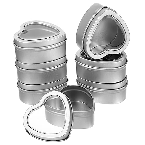 12 Stk silbernes Herzfenster Glasbehälter für Lebensmittel Dose in Herzform lagercontainer vorratsbehälter Blechdosen als Geschenke Blechdosen mit Deckel Mini Metalldose Balsam-Box von SHINEOFI
