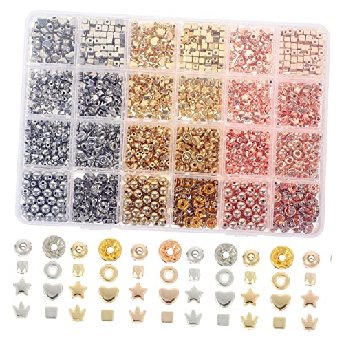 SHINEOFI 1 Box Ccb Spacer Beads Schmuckset Anhänger Creolen Halsketten Ohrstecker Bunte Creolen Drahtkordel Niedliche Perlen Charms Armbänder Gold Herz Halskette Charm Halskette Strass von SHINEOFI