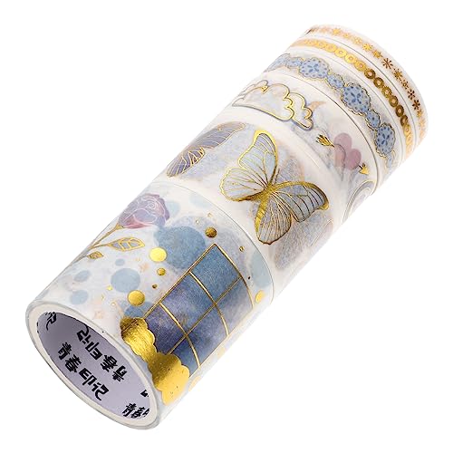 SHINEOFI 1 Box Sticker Pocket Tape Folienaufkleber Pflanzendekor Gold Duct Tape DIY Scrapbook Blumenaufkleber Zum Basteln Reise Duct Tape Deko DIY Klebeband Deko Japanpapier von SHINEOFI