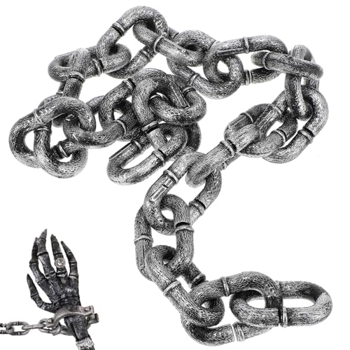 SHINEOFI 1 M Halloween-Dekokette Aus Kunststoff Silberne Simulations-Absperrkette Für Bühnenrequisiten Kostümzubehör 39 37 Zoll SHINEOFI 1 M Halloween-Dekokette Aus Kunststoff Silberne Simulations-Absperrkette Für Bühnenrequisiten Kostümzubehör 39 37 Zoll von SHINEOFI