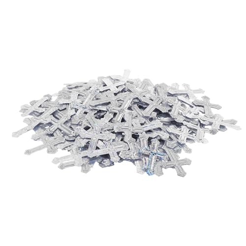 SHINEOFI 1 Packung Kreuz-Konfetti, glitzerndes Tischkonfetti für religiöse Partys, Kommunion, Taufe, Hochzeit, Babyparty, Mottoparty, Dekorationen, Zubehör, Silber von SHINEOFI